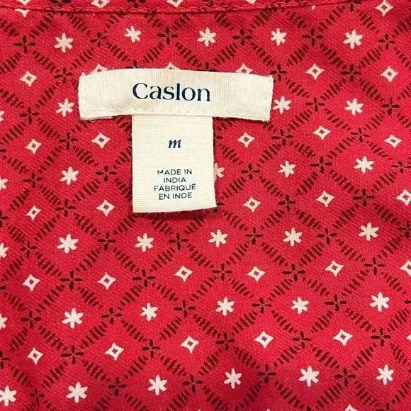 CASLON Red Dimond Pattern Cotton/Tencel two Front Pockets Button Shirt Med soft - Picture 2 of 8